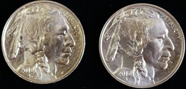 TWO 2012 50 BUFFALO GOLD COINS  2c2709