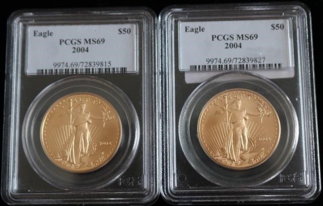 TWO 50 2004 GOLD WALKING LIBERTY 2c2703