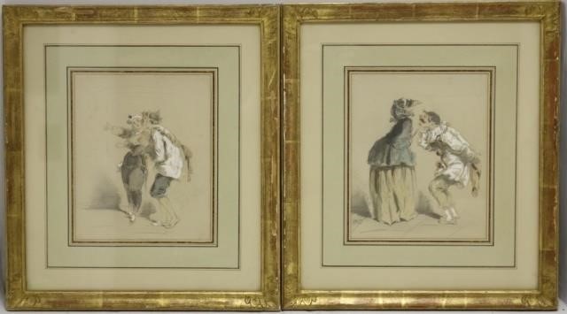 TWO 19TH C WATERCOLORS.  ONE DEPICTS