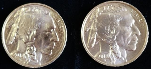 TWO 2012 50 BUFFALO GOLD COINS  2c2747