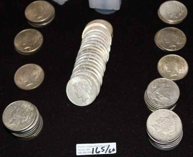 3 ROLLS OF 20 PEACE SILVER DOLLAR