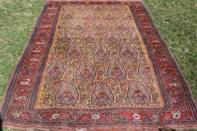 CA 1910 PERSIAN AREA RUG WITH UNUSUAL