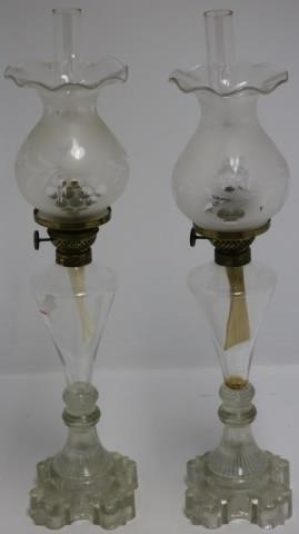 PAIR OF 19TH C WHALE OIL LAMPS  2c27fa