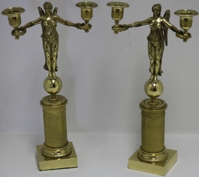 PAIR OF 19TH C POLISHED BRASS FIGURAL