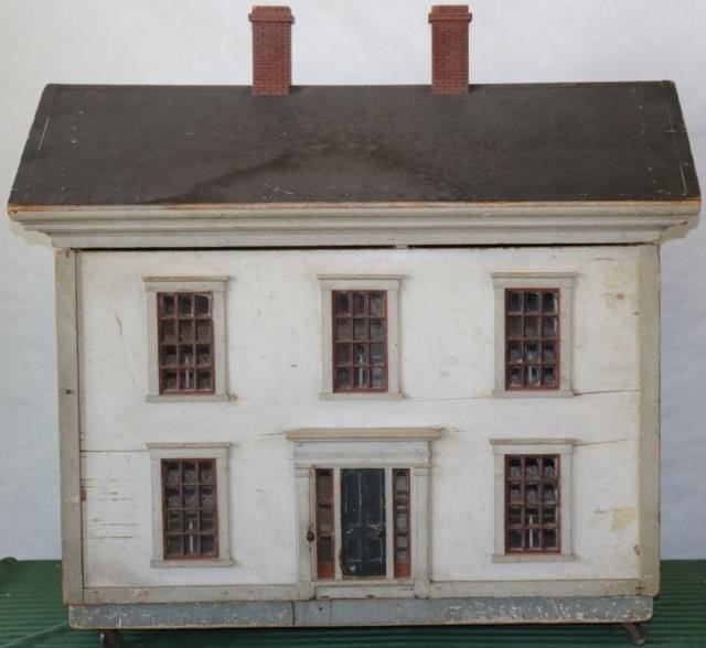 LATE 19TH C HANDMADE WOODEN DOLLHOUSE,