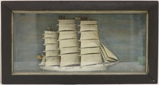 EARLY 20TH C WOODEN SHIPS DIORAMA