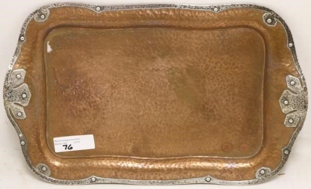 EARLY 20TH C ARTS AND CRAFTS TRAY, MARKED