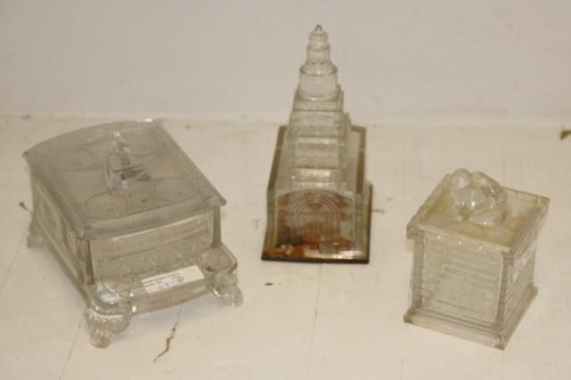 3 AMERICAN PRESSED GLASS CANDY