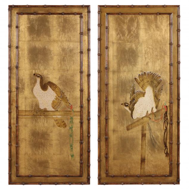 A PAIR OF ASIAN HAWK PAINTINGS