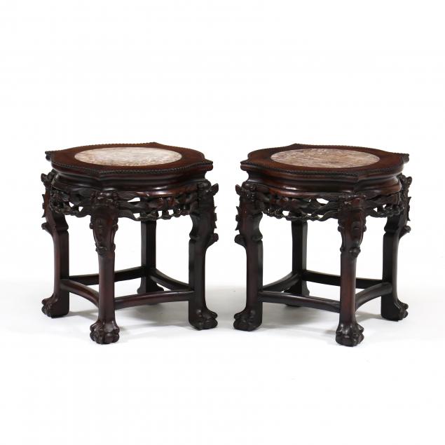 PAIR OF CHINESE CARVED HARWOOD