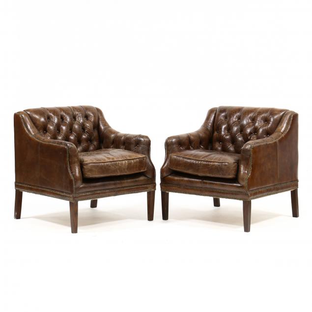 PAIR OF TUFTED LEATHER CLUB CHAIRS 2c51bc