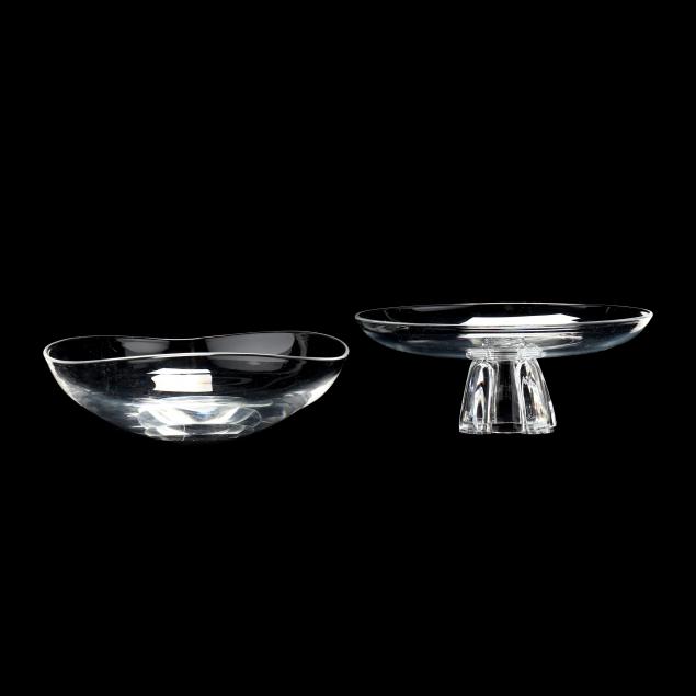 STEUBEN, TWO MODERN CRYSTAL BOWLS Including