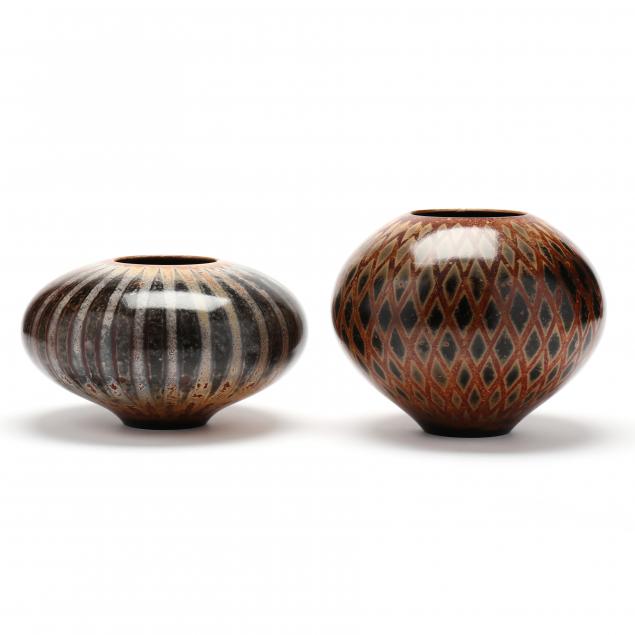 TWO PARADOX POTTERY VASES, JIM