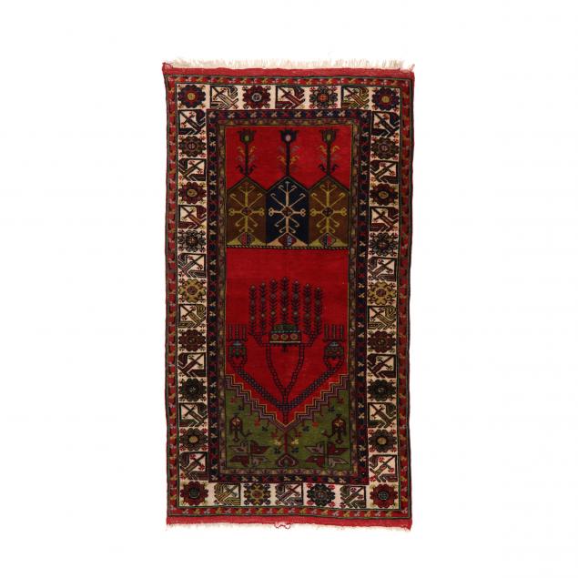 TURKISH RUG Red and green field,