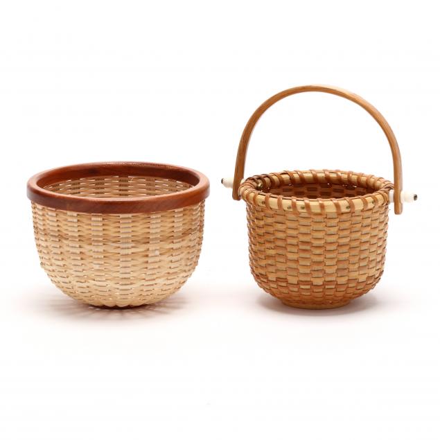 TWO SMALL NANTUCKET STYLE BASKETS Tightly