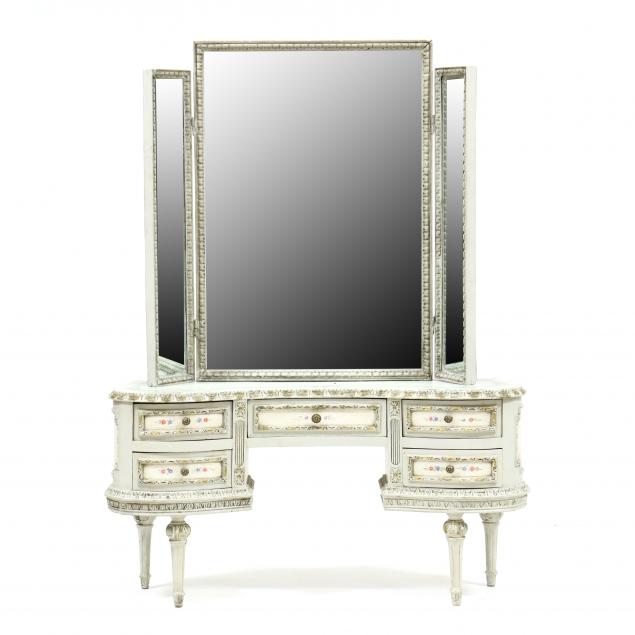 LOUIS XVI STYLE CARVED AND PAINTED VANITY