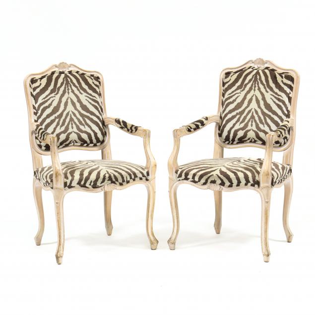 PAIR OF FRENCH STYLE ZEBRA PRINT