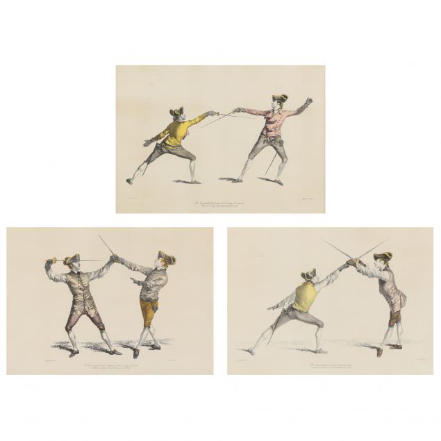 THREE ANTIQUE FRENCH FENCING PRINTS 2c53bf