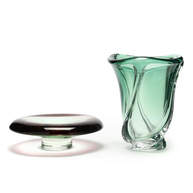 MODERN GLASS VASE AND BOWL Including 2c5421