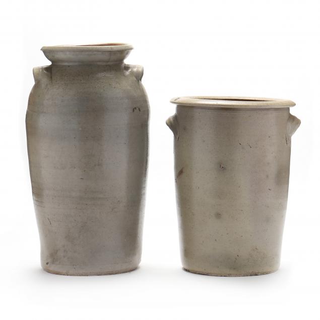 TWO SALT GLAZED POTS ATTRIBUTED