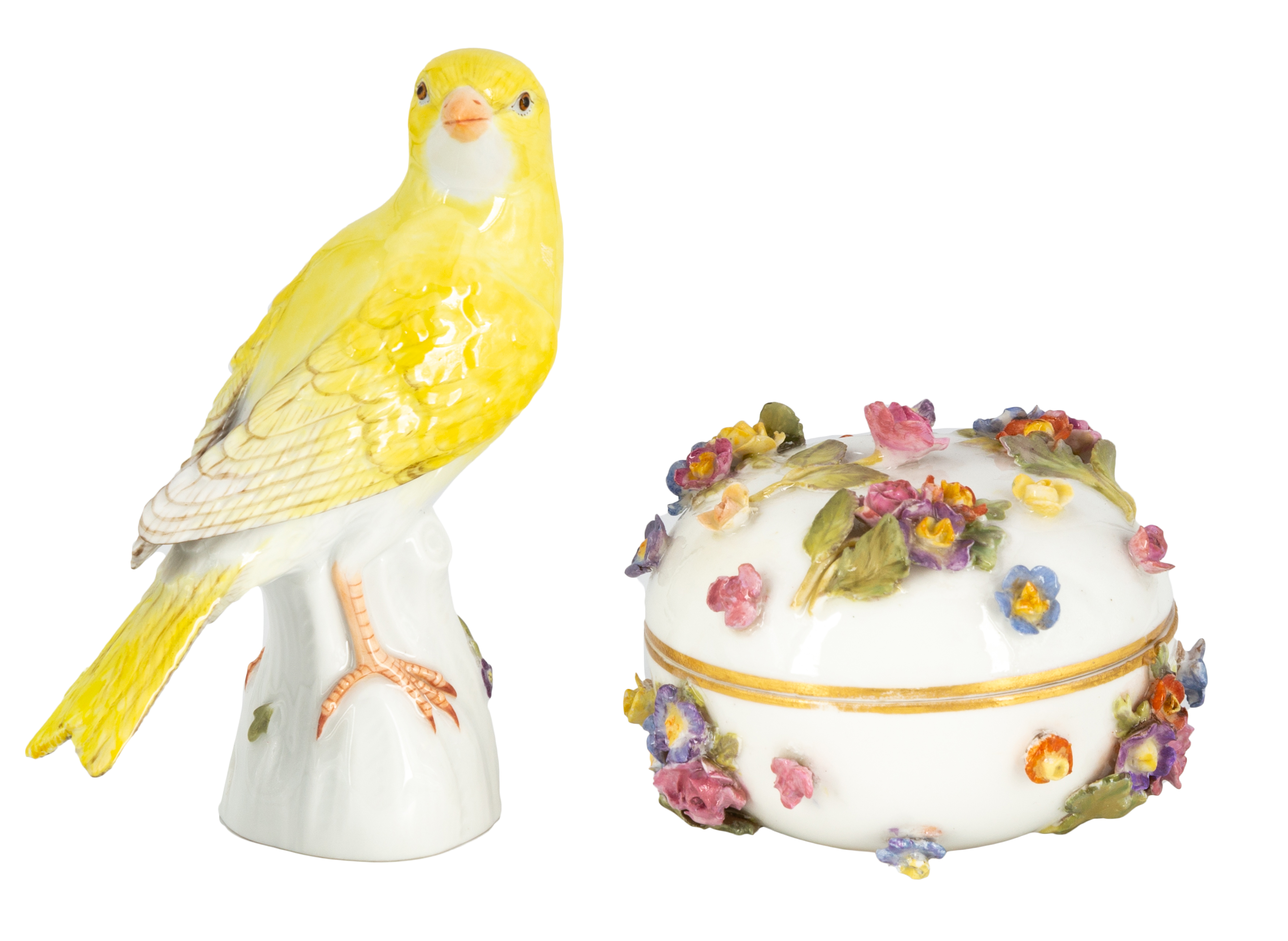 MEISSEN FIGURINE OF YELLOW CANARY &