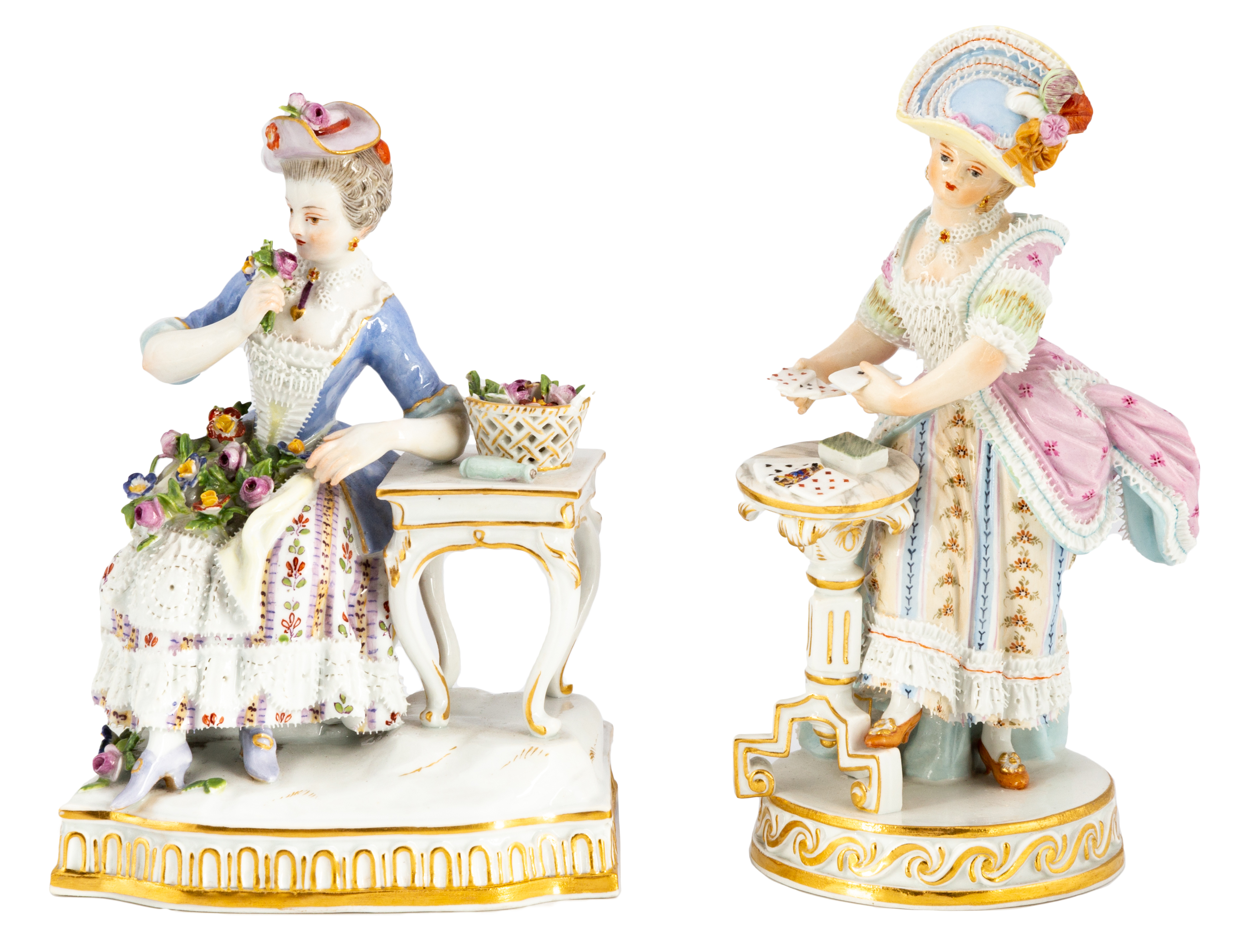 TWO MEISSEN FIGURINES OF LADIES 19th