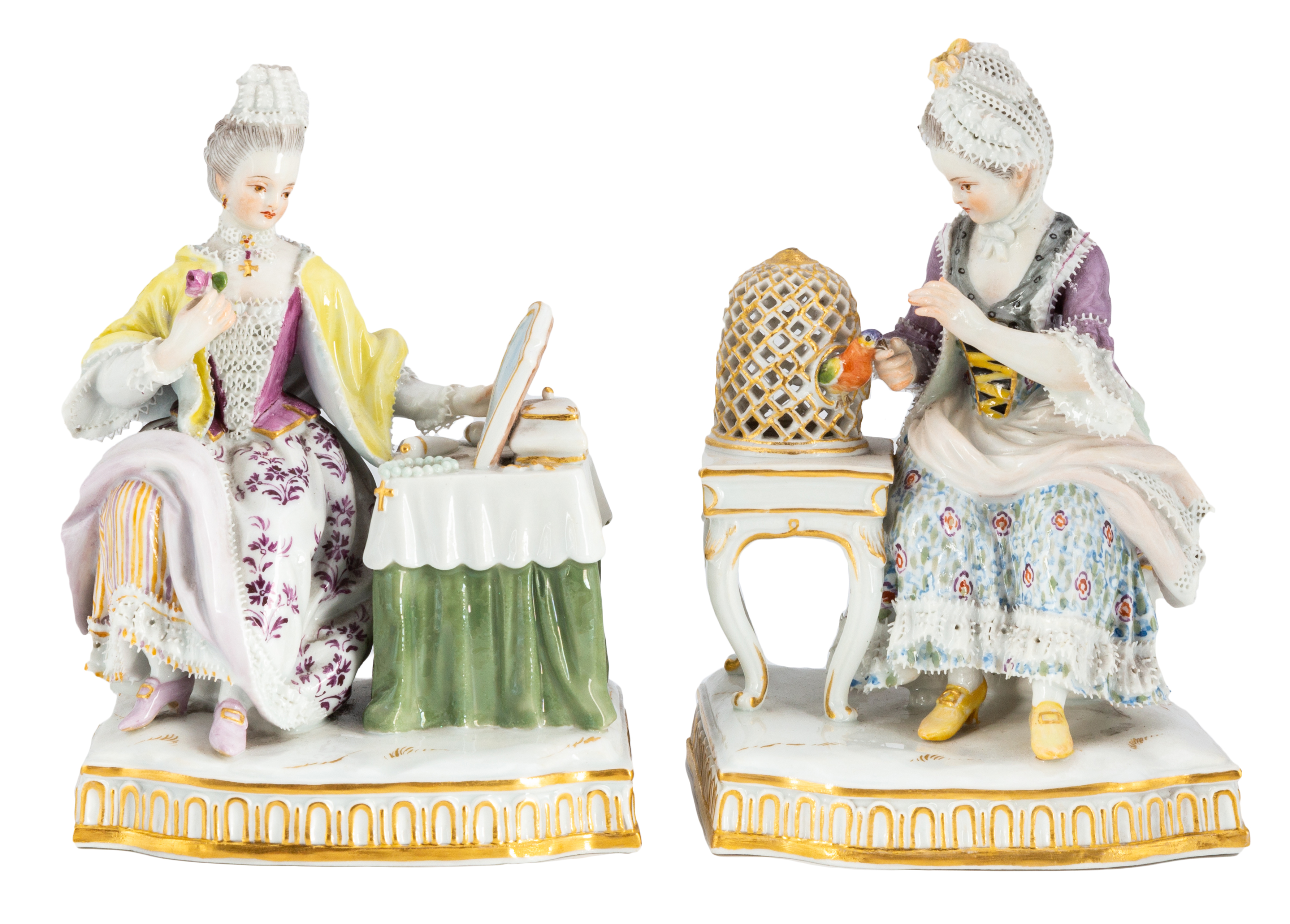 TWO MEISSEN FIGURINES OF SEATED