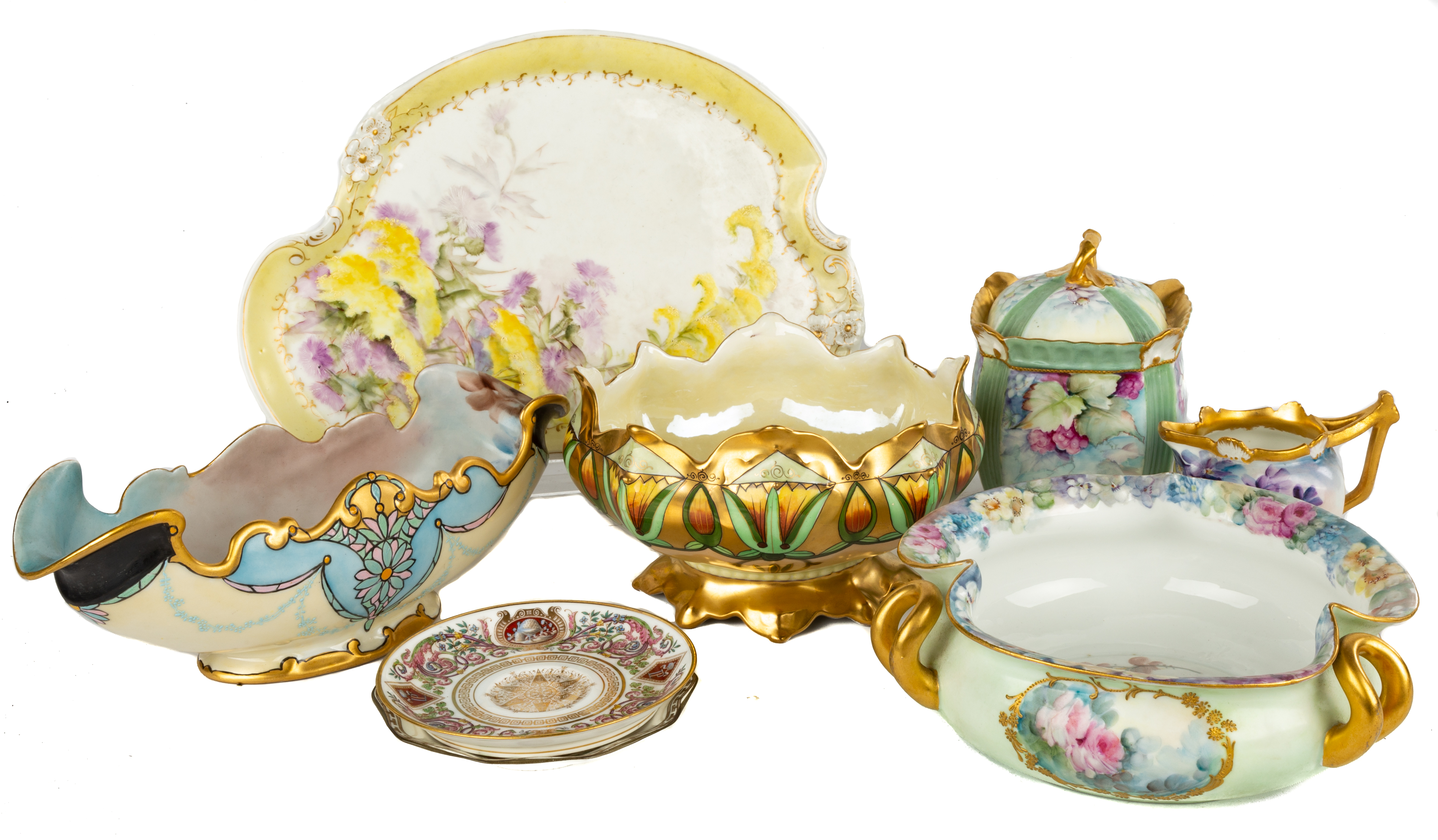 GROUP OF 19TH CENTURY HAND PAINTED PORCELAIN