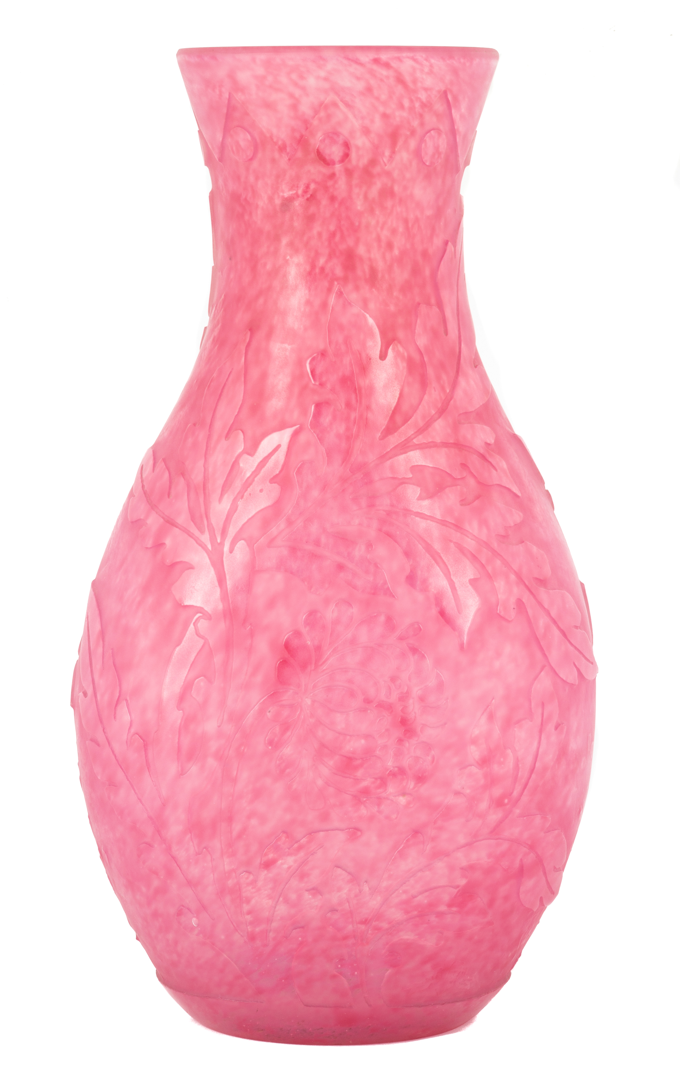 STEUBEN ROSE QUARTZ ACID CUT-BACK VASE