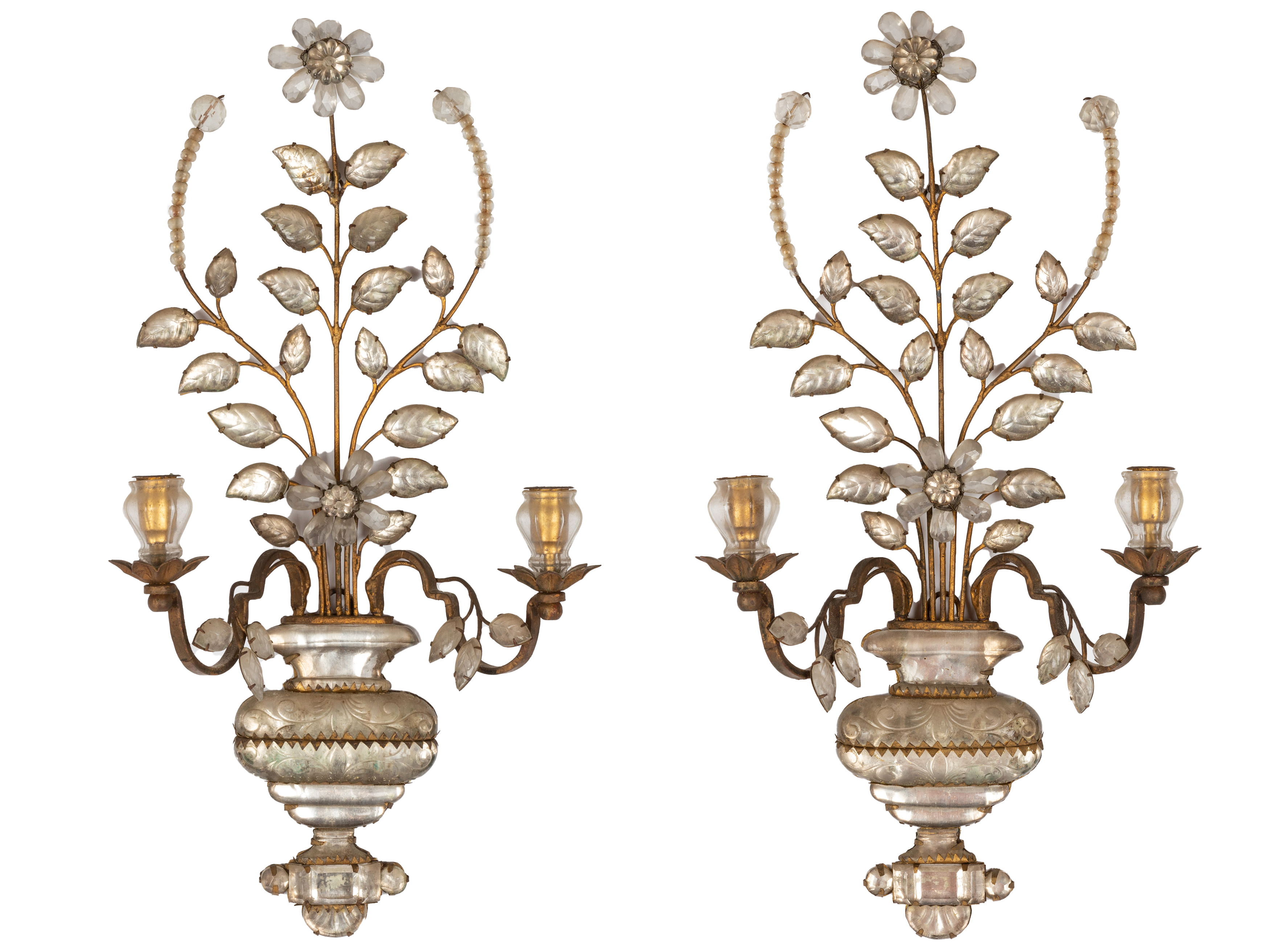 PAIR OF ROCCO ROCK CRYSTAL & GILT