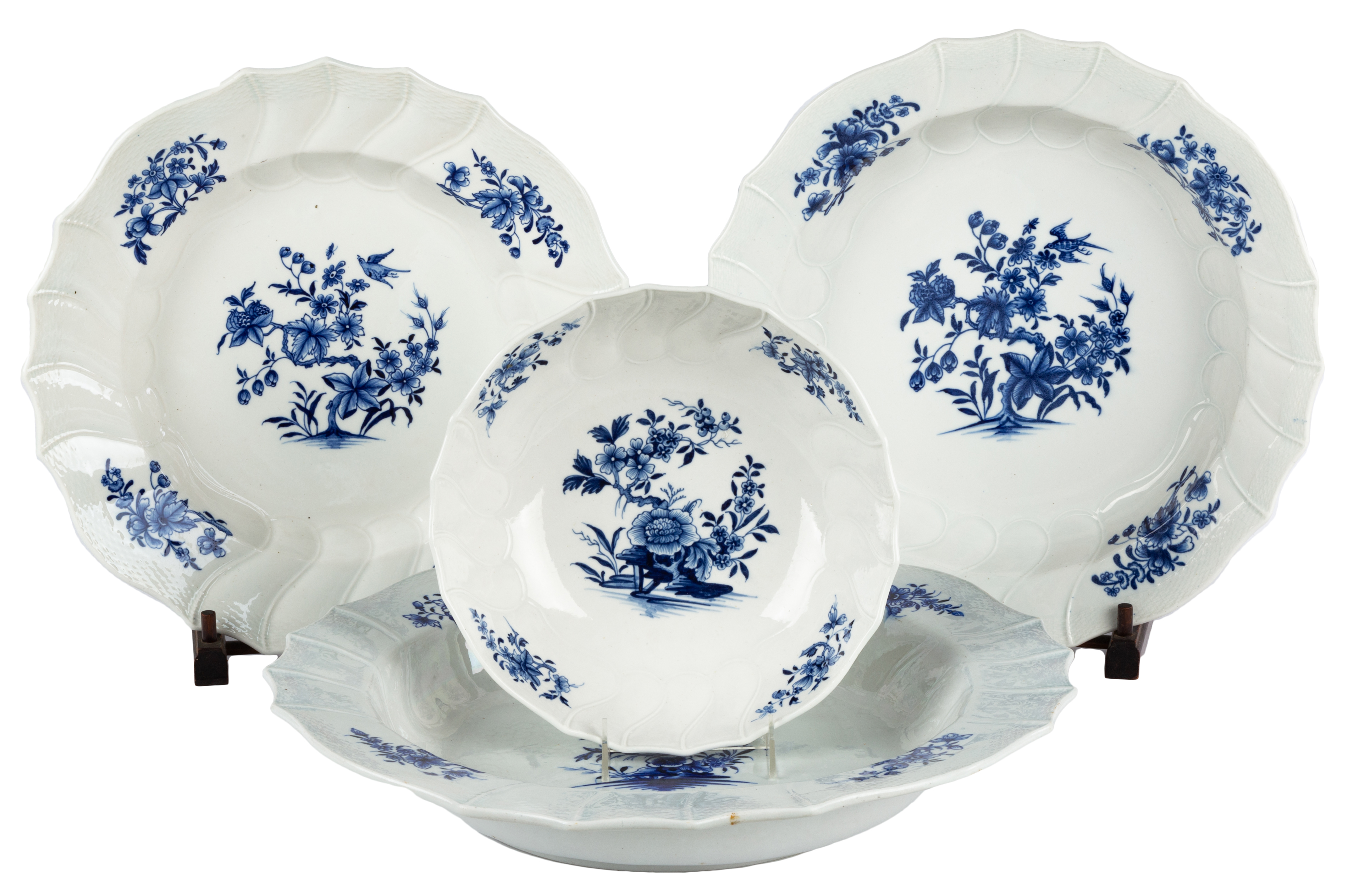 (4) TOURNAI BLUE AND WHITE PIECES