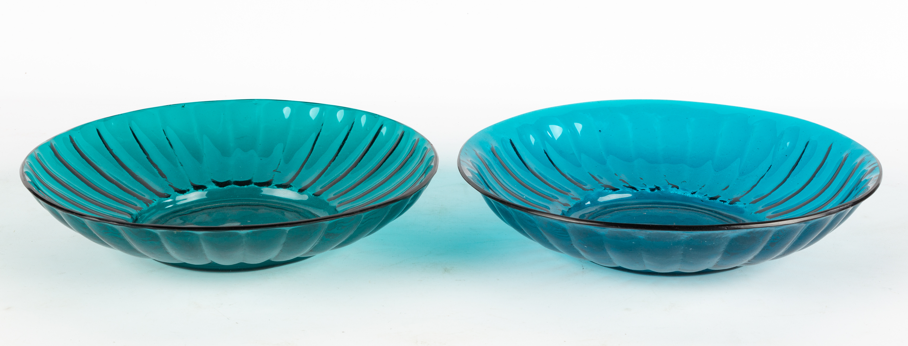 (2) CHINESE GLASS FLUTED BOWLS With