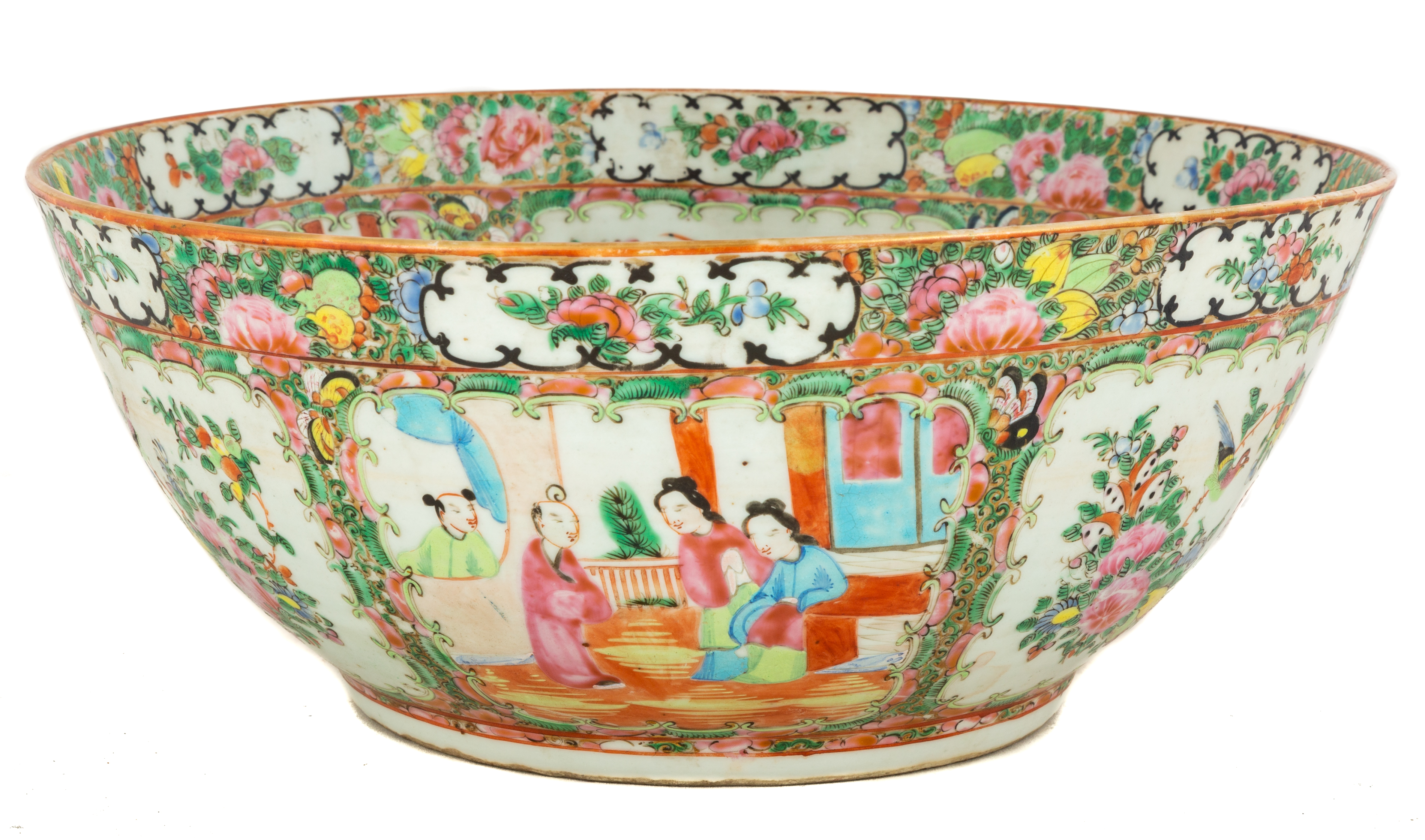 CHINESE ROSE MEDALLION PUNCH BOWL 2c878f