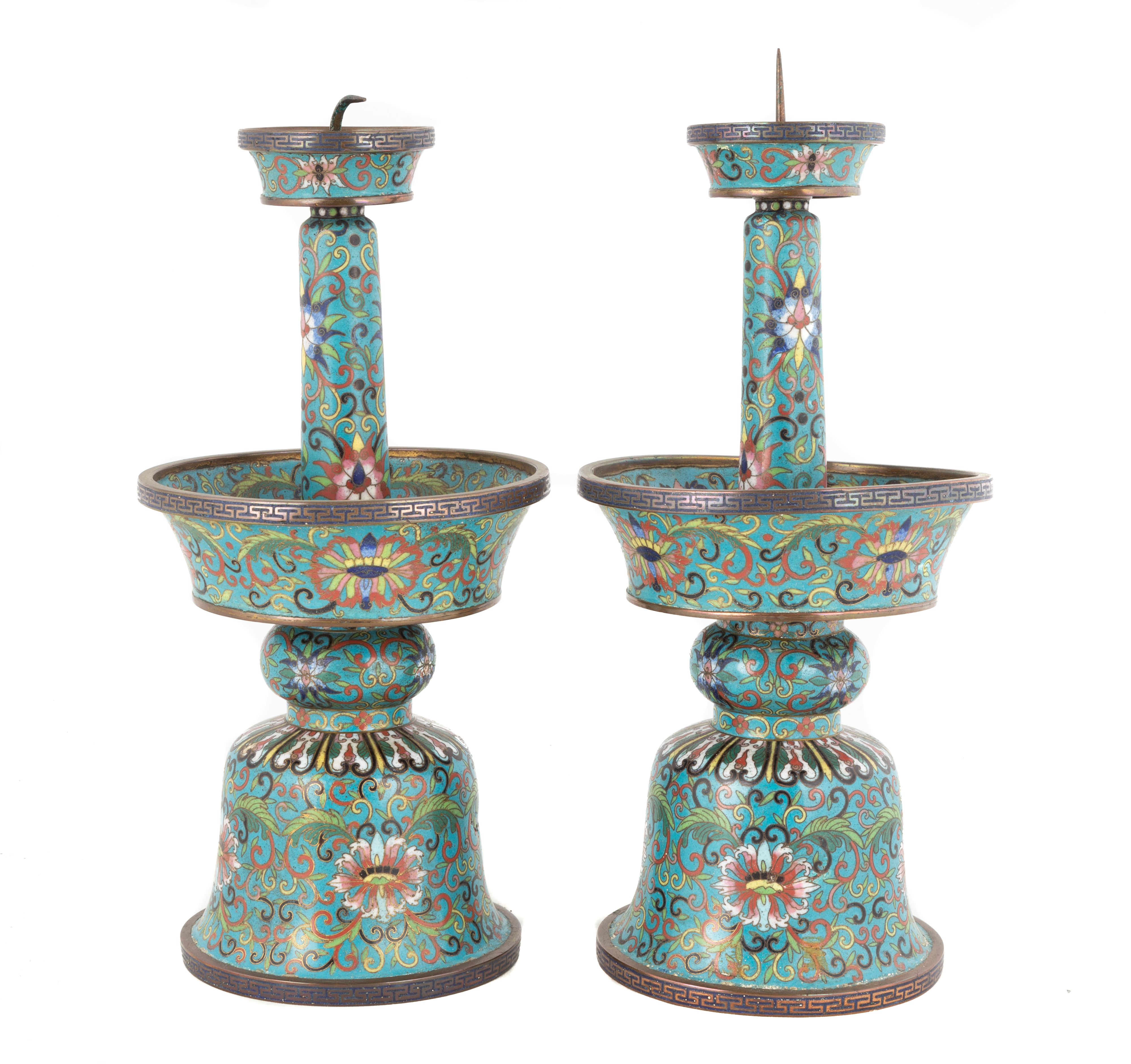 PAIR OF CHINESE CLOISONNé PRICKETS