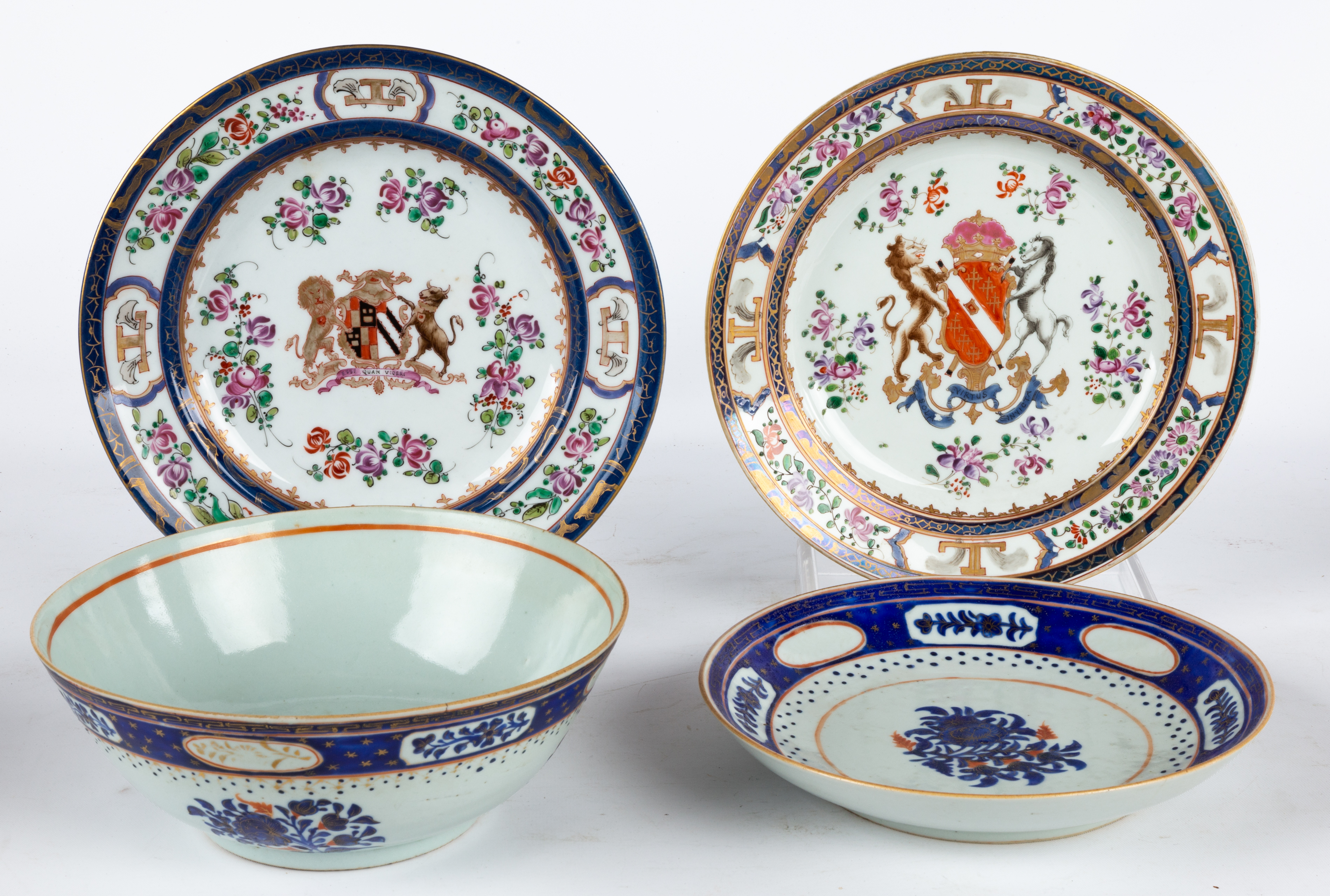 CHINESE EXPORT PLATES AND BOWL 19th