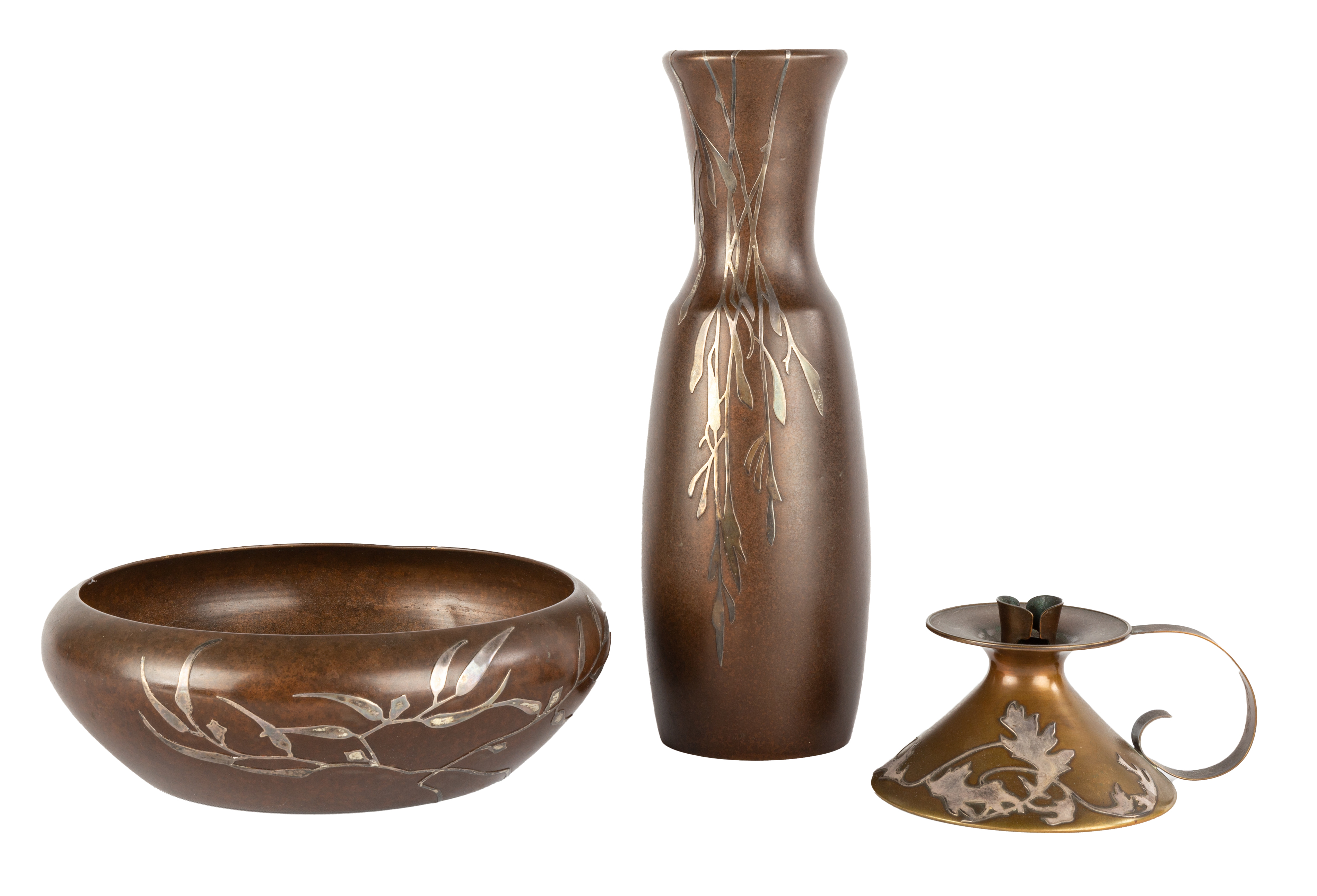 HEINTZ ART VASE, BOWL AND CHAMBER