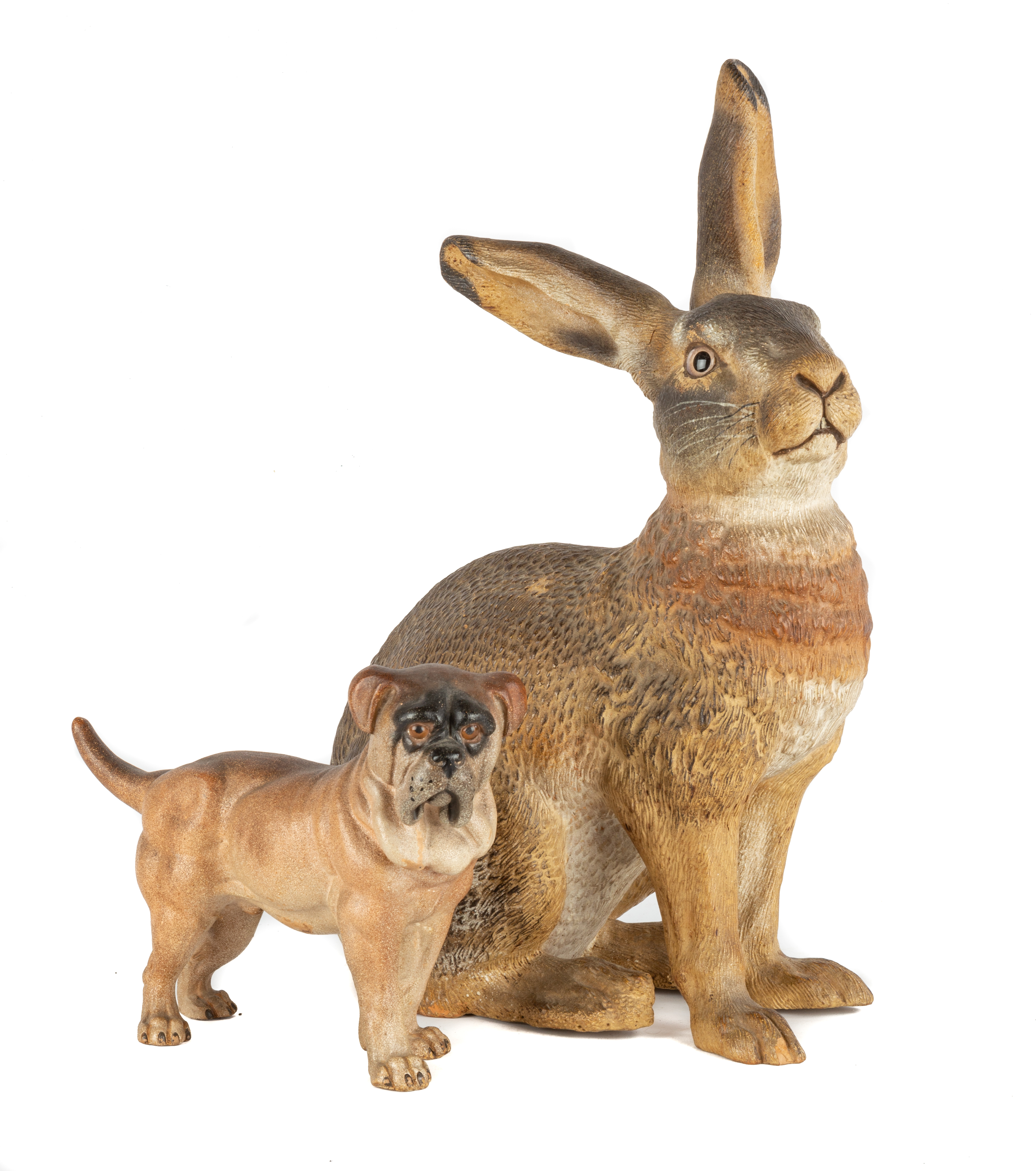 LIFE SIZE TERRA COTTA RABBIT AND