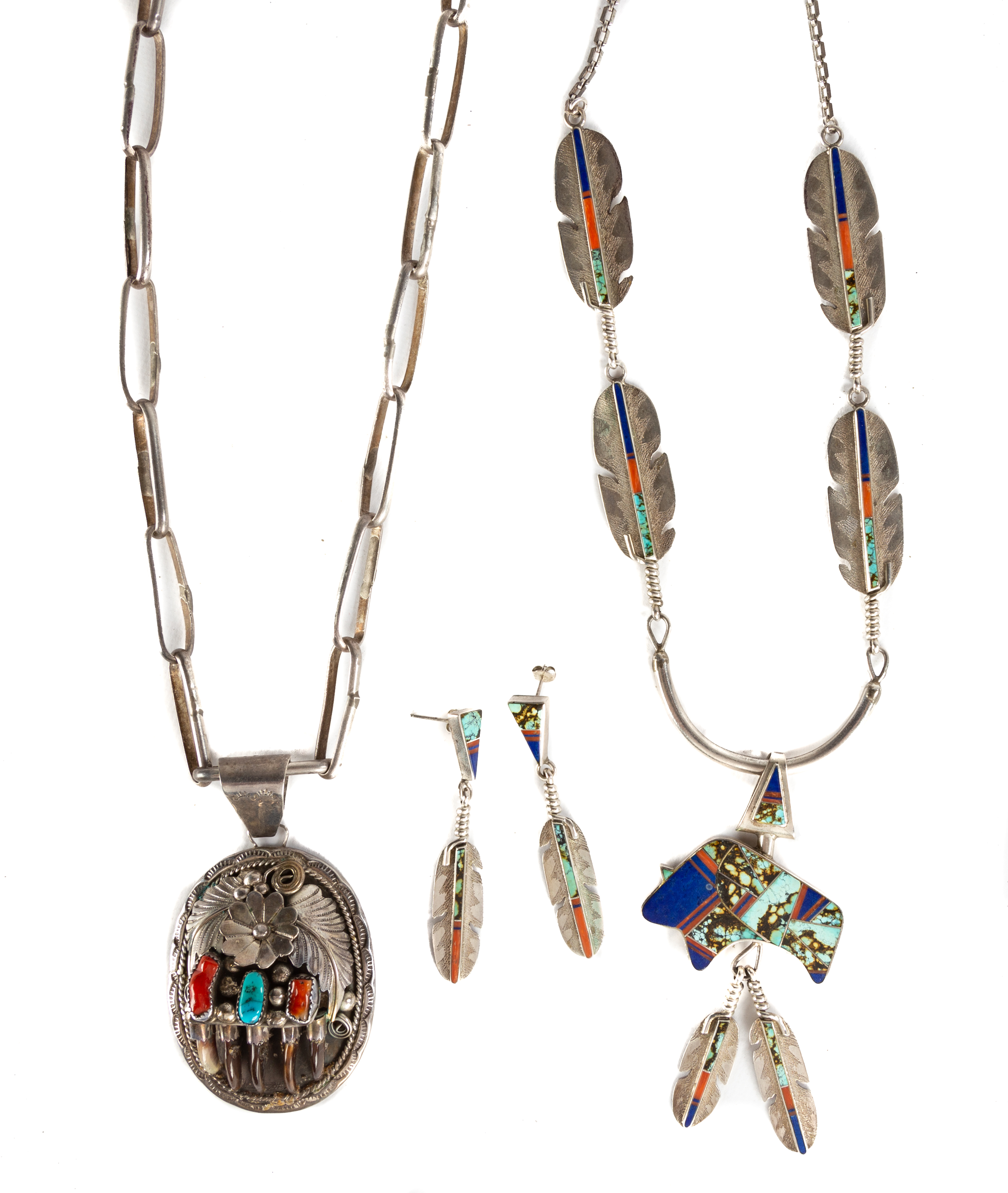 (2) NAVAJO, SILVER, TURQUOISE AND
