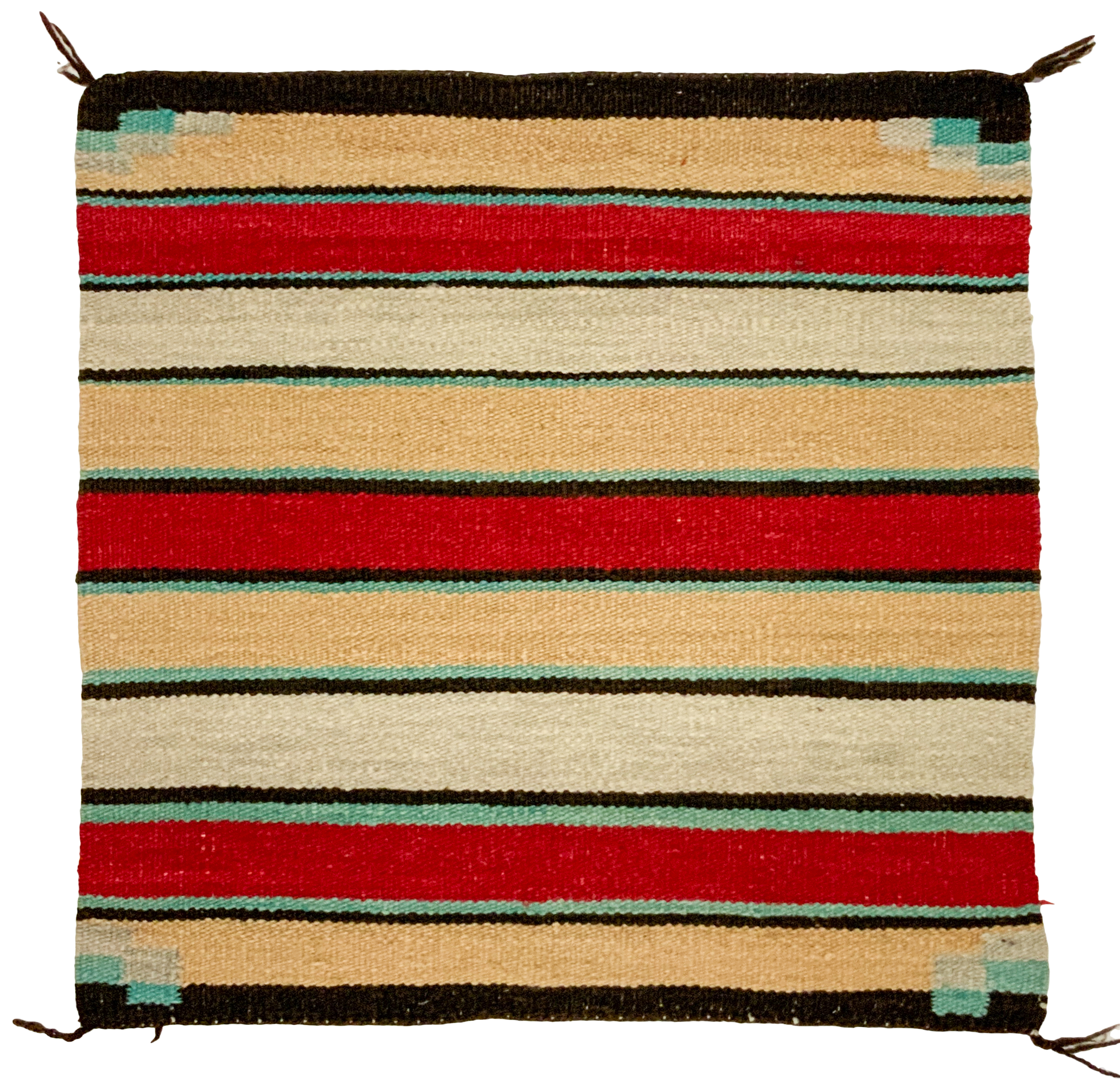 RED, TURQUOISE AND TAN NAVAJO WEAVING