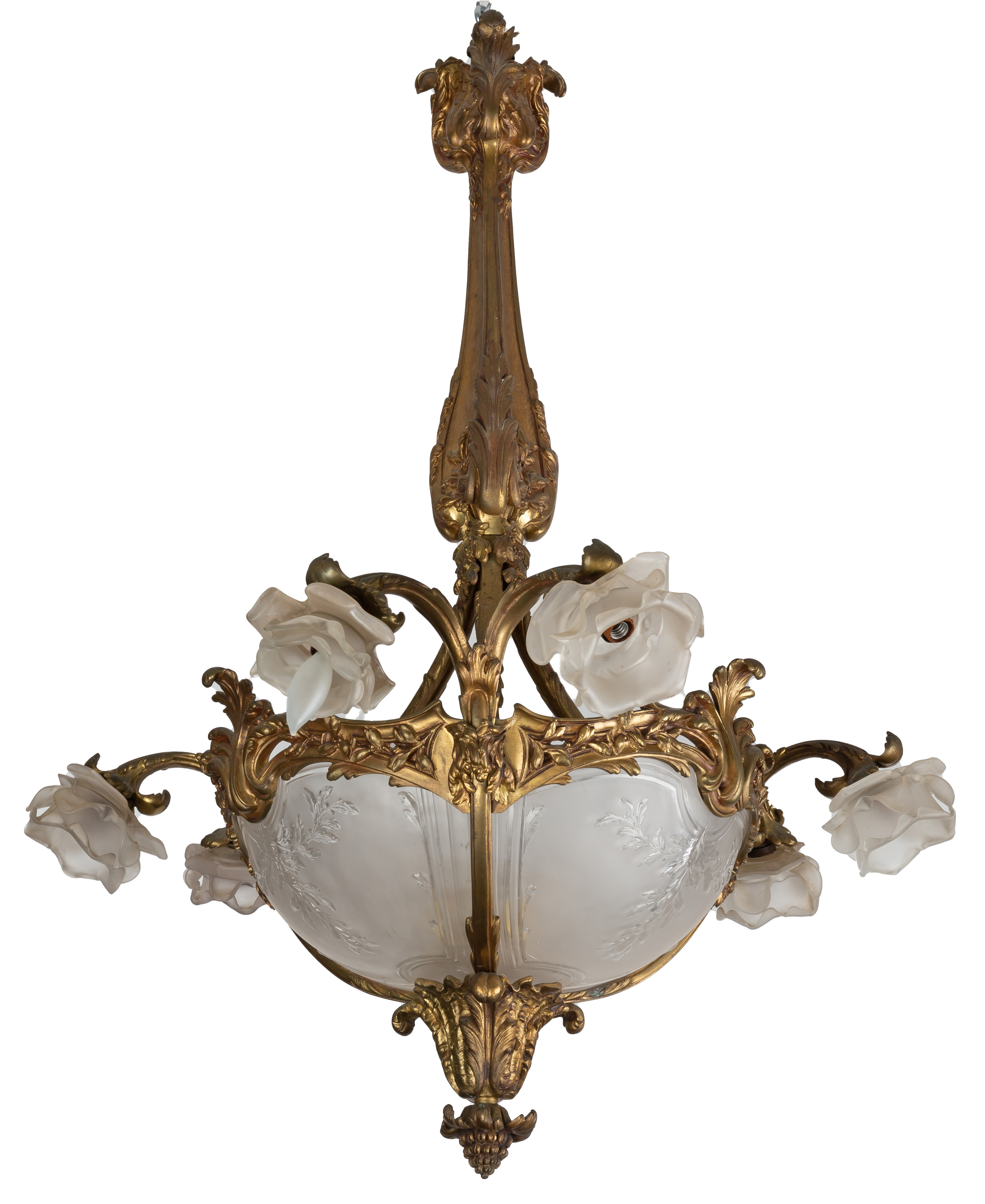 FRENCH GILT BRONZE ROCCO CHANDELIER