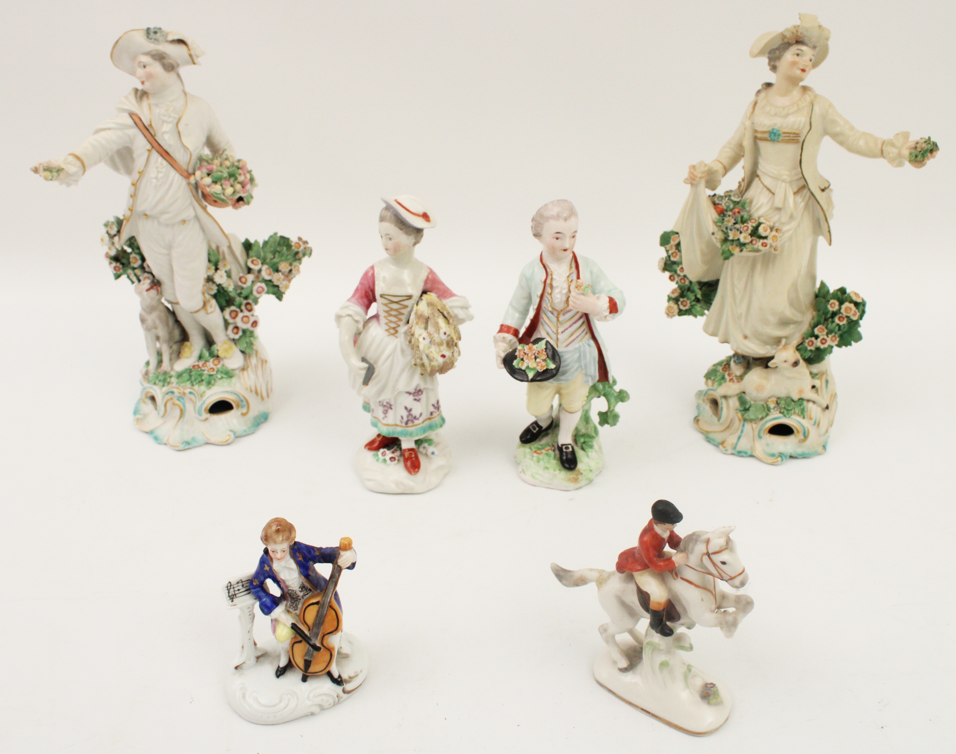 GROUP OF 6 GERMAN PORCELAIN FIGURES