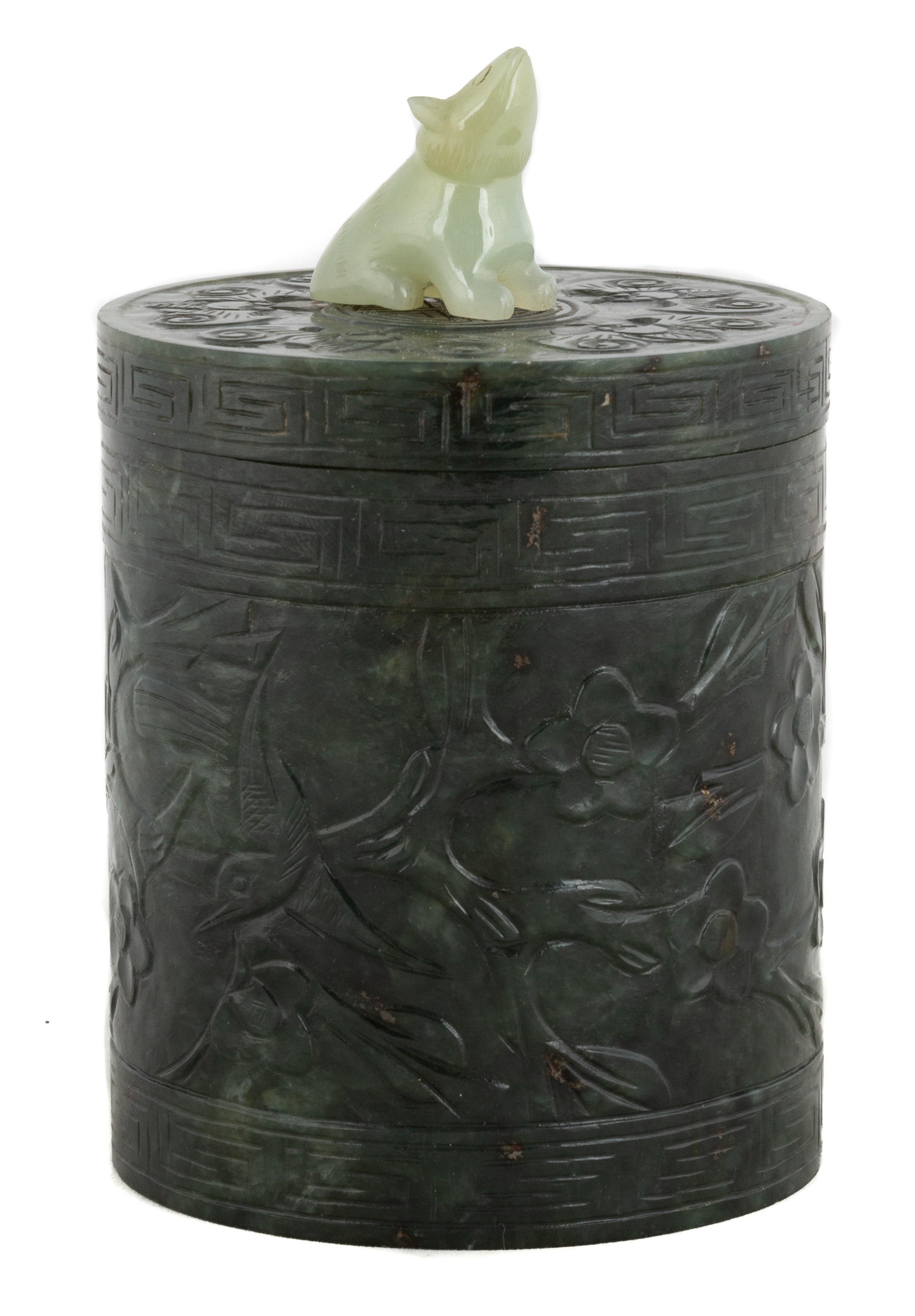 CHINESE JADE CARVED COVERED JAR