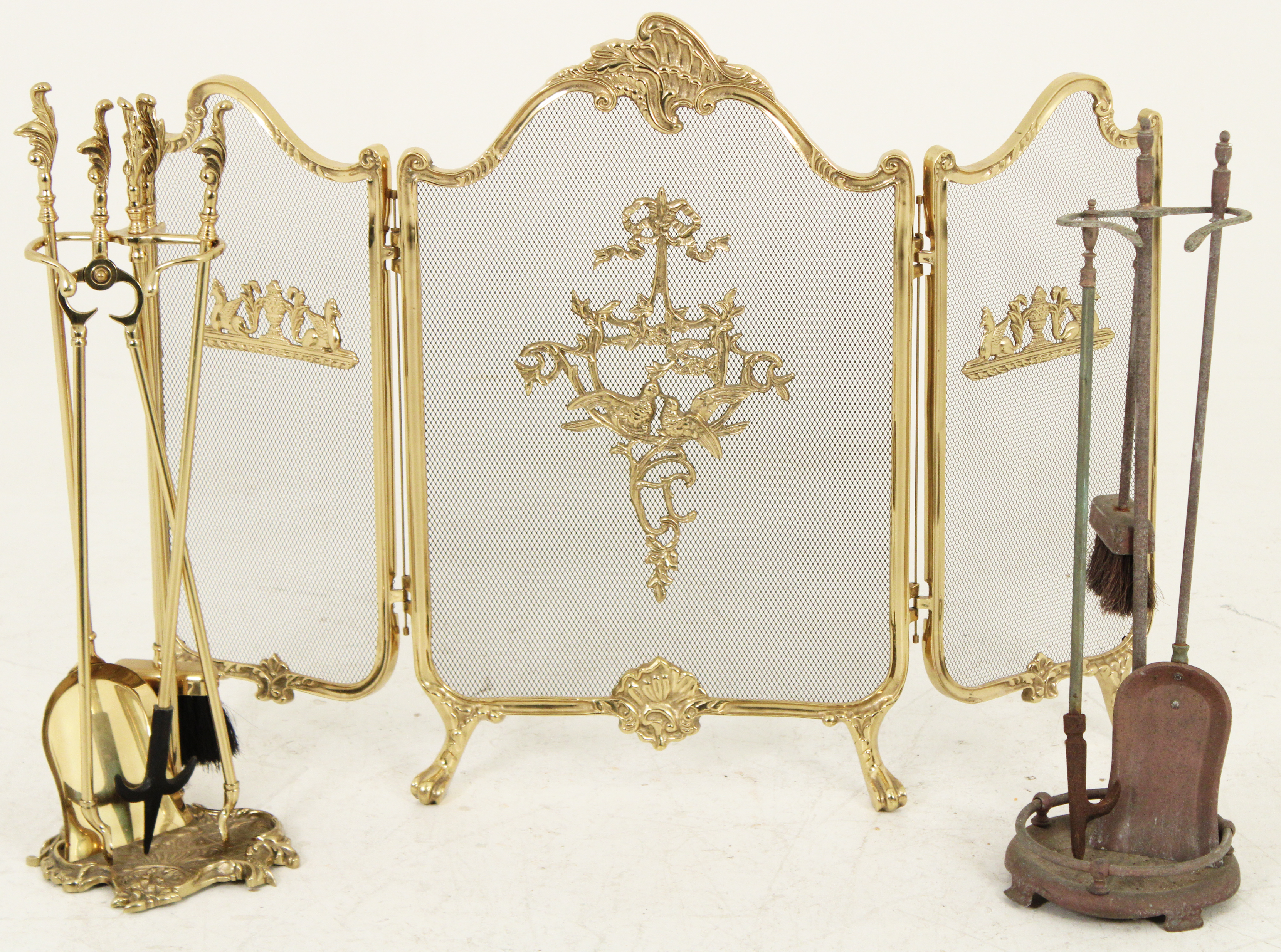 FRENCH GILT FIRESCREEN AND FIRE