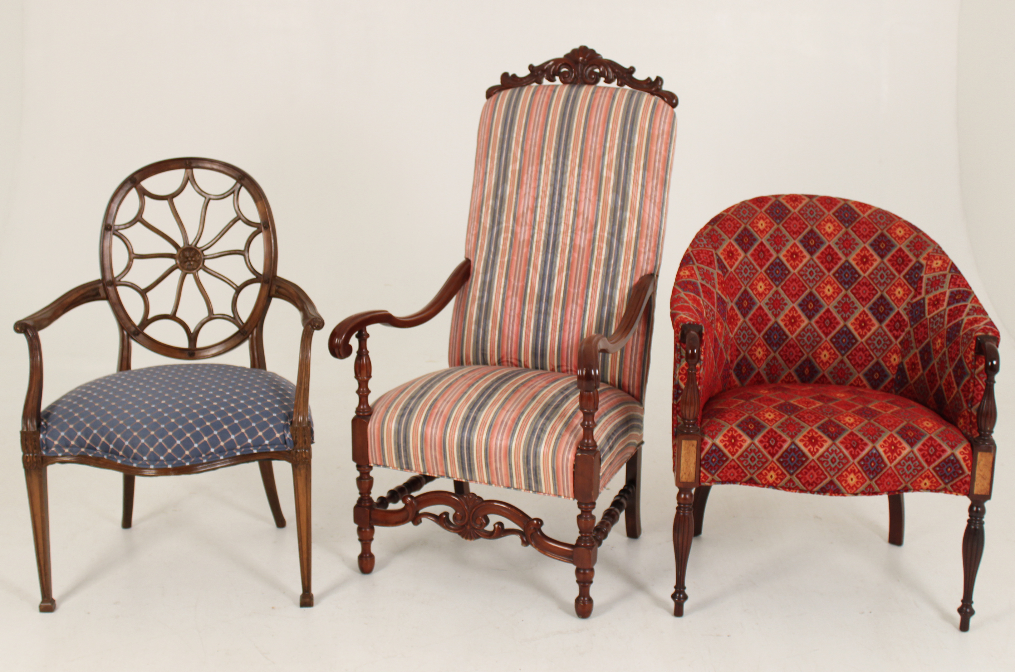 GROUP OF 3 QUALITY MAHOGANY ARM CHAIRS