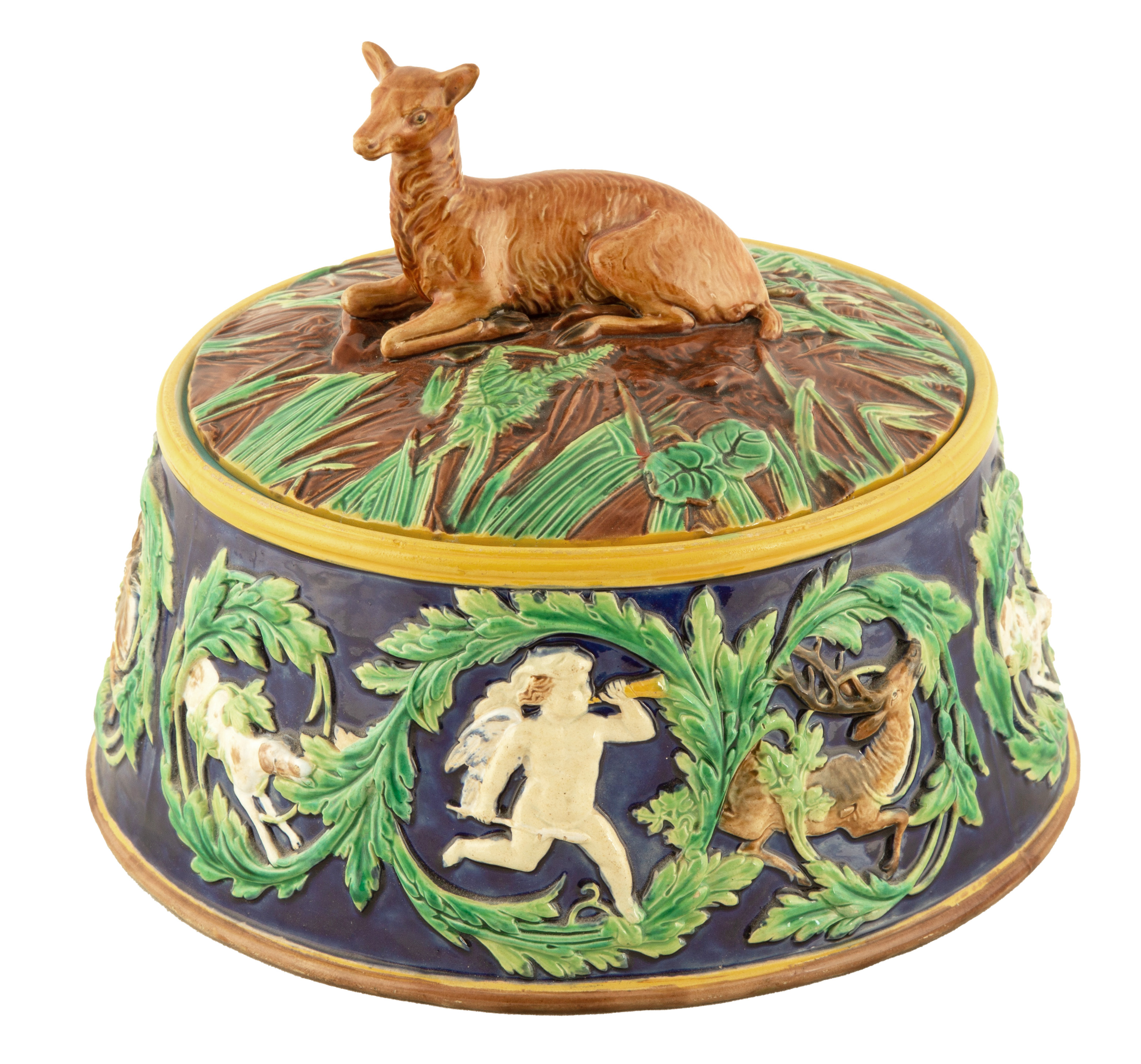 GEORGE JONES, MAJOLICA GAME DISH 19th