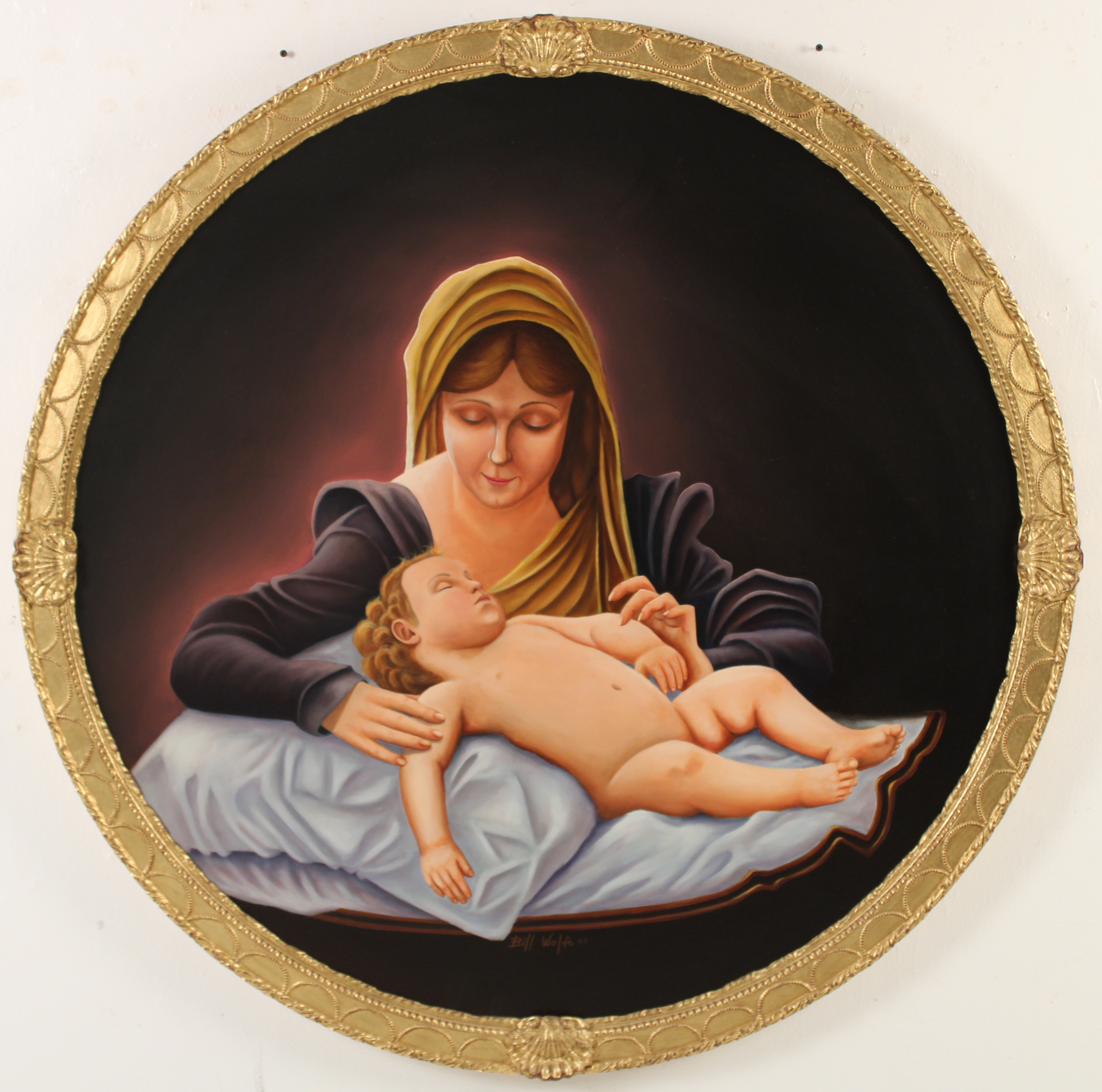 MADONNA AND CHILD Large oil on