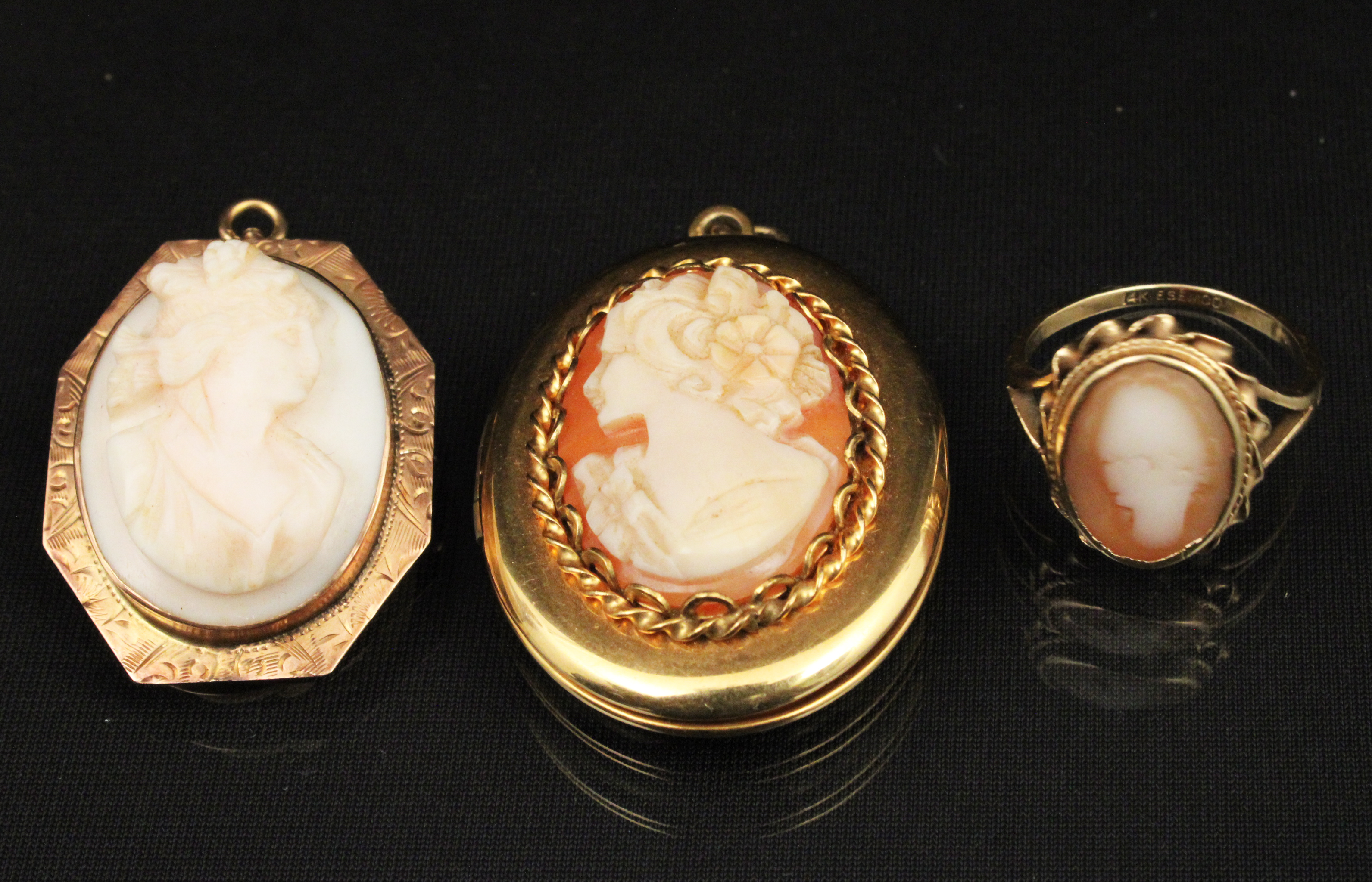 3 PC LOT OF 14K GOLD MOUNTED CAMEO 2c89ee