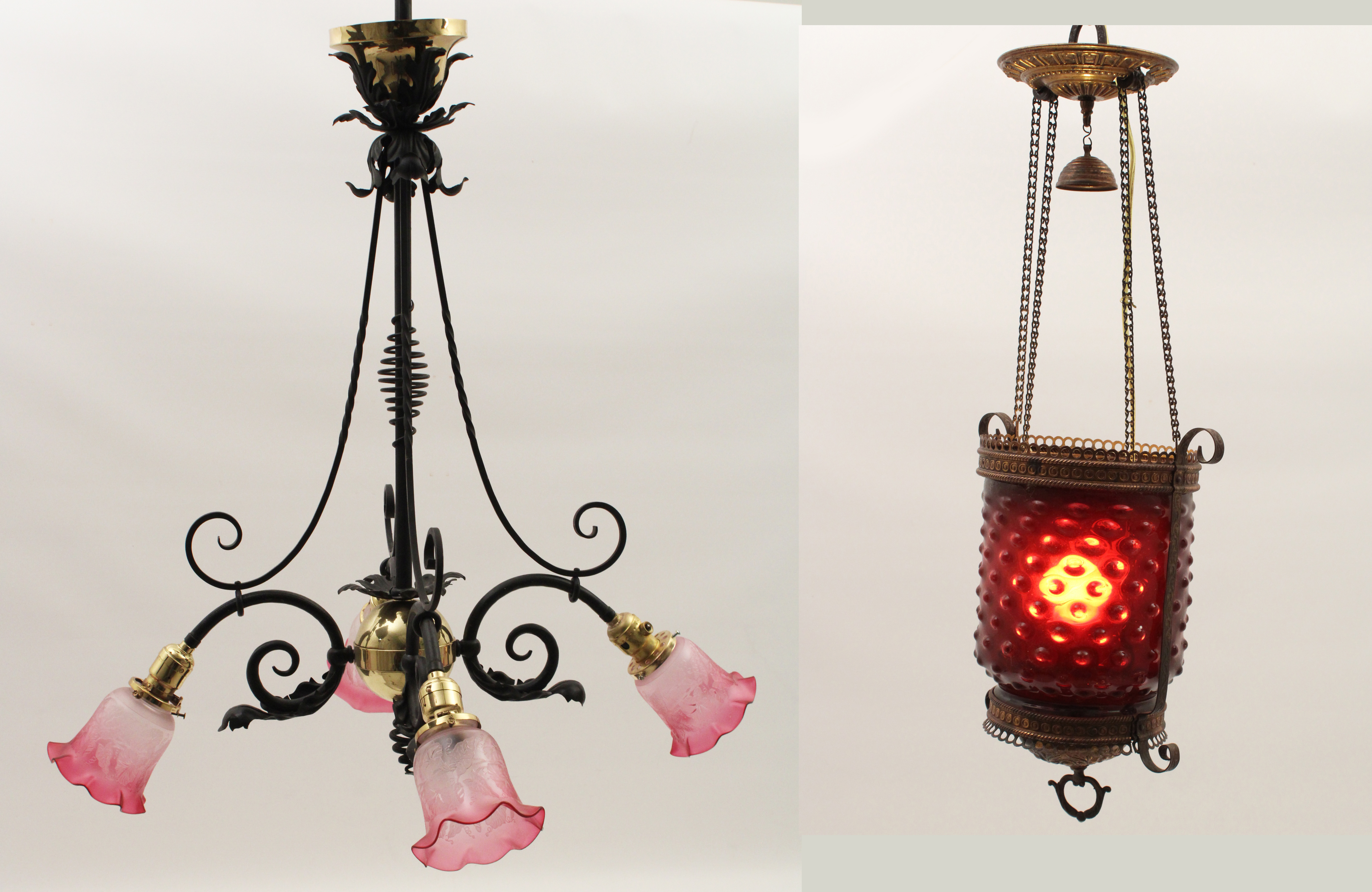 2 VICTORIAN STYLE CRANBERRY SHADE