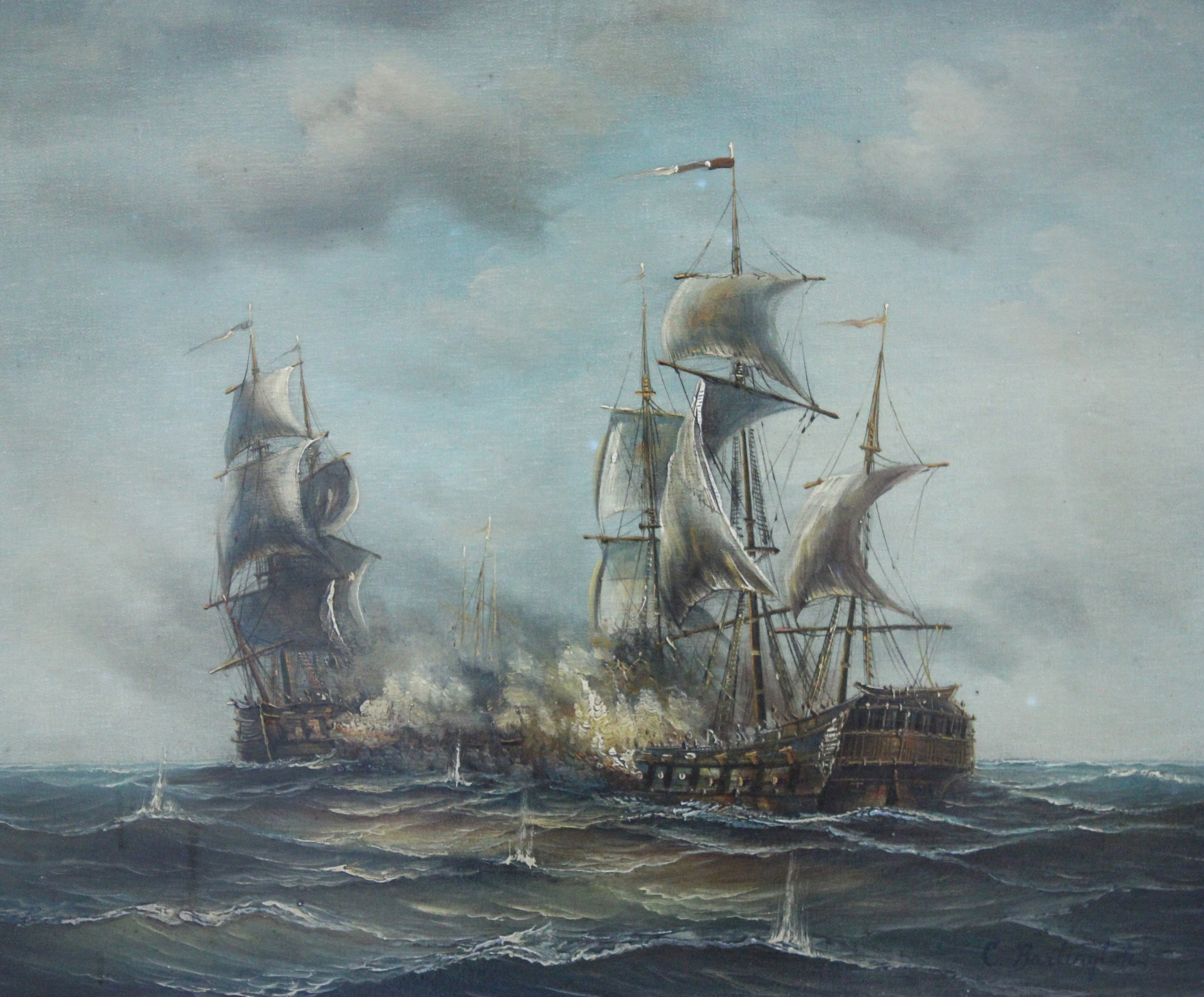 NAVAL BATTLESHIP OIL PAINTING Naval 2c8d48