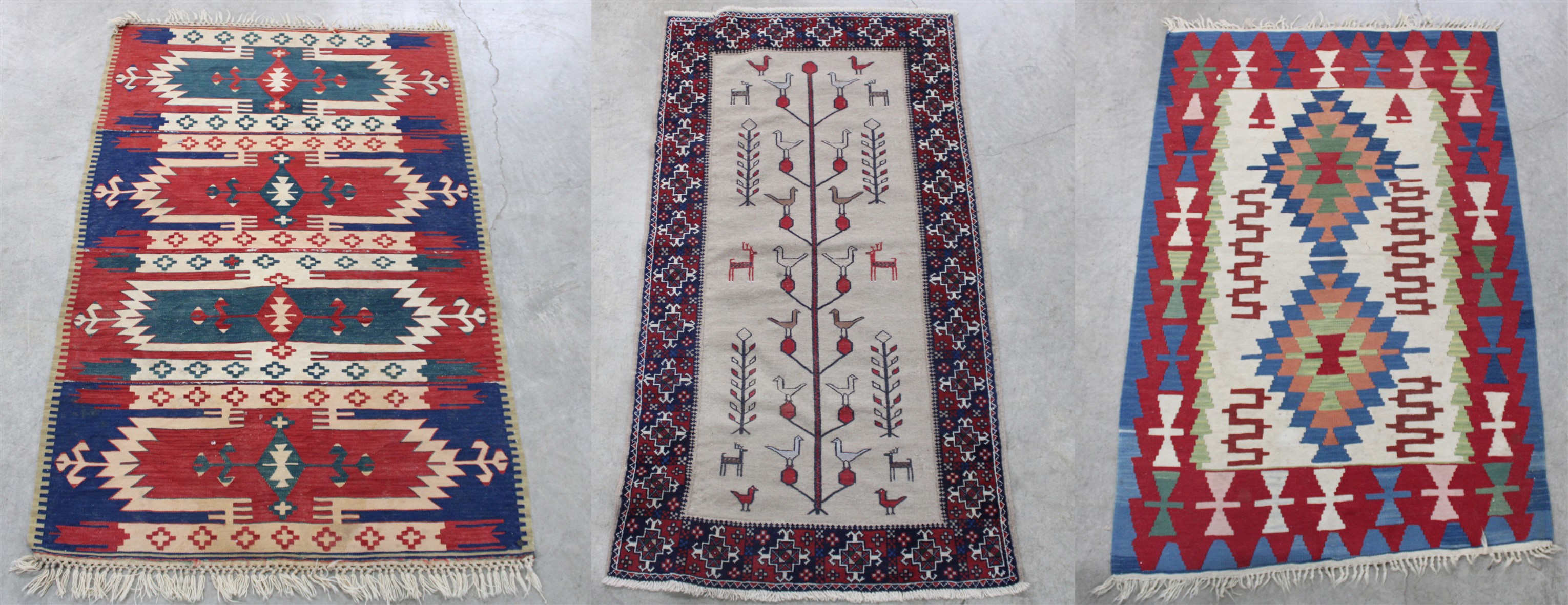 GROUP OF 3 KILIM HANDWOVEN RUGS